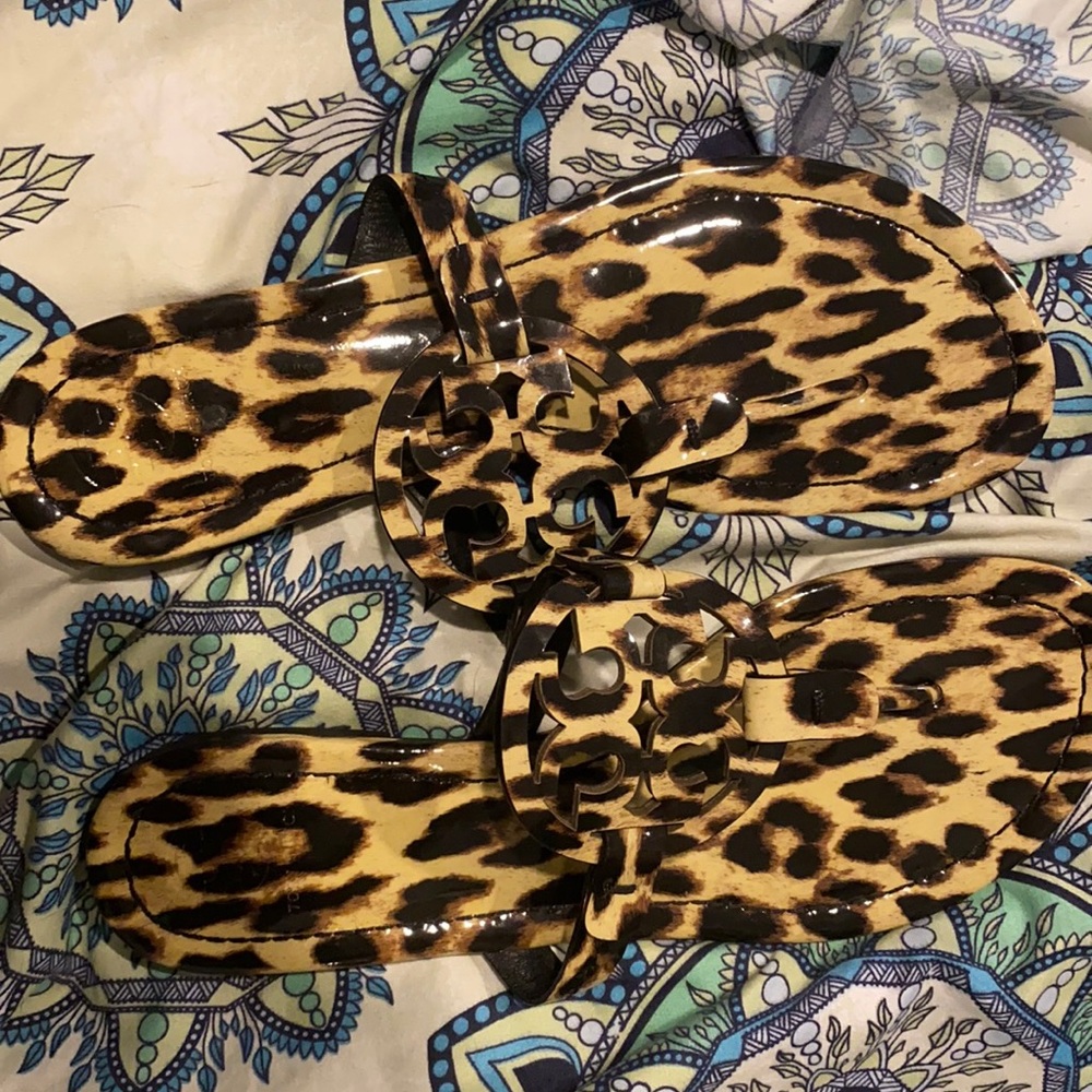 [SOLD] Tory Burch Miller Patent Leopard Sandals